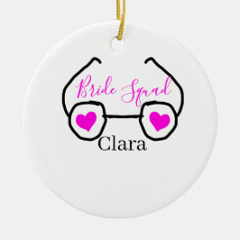 花嫁チーム ピンク ブラック サングラス ハート ブライズメイド セラミックオーナメント