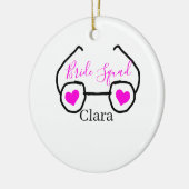 花嫁チーム ピンク ブラック サングラス ハート ブライズメイド セラミックオーナメント (左)