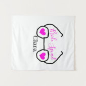 花嫁チーム ピンク ブラック サングラス ハート ブライズメイド タペストリー (正面(横))