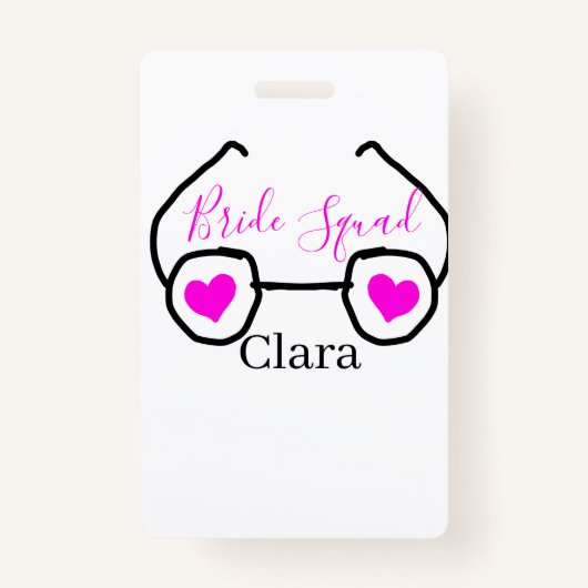 花嫁チーム ピンク ブラック サングラス ハート ブライズメイド バッジ (正面)