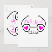 花嫁チーム ピンク ブラック サングラス ハート ブライズメイド ポストカード (正面/裏面)