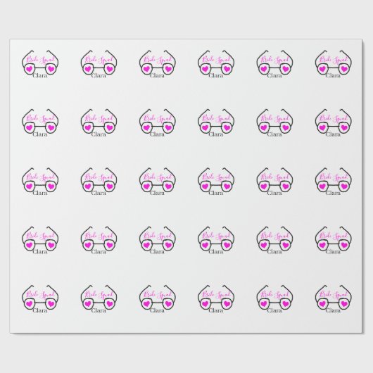 花嫁チーム ピンク ブラック サングラス ハート ブライズメイド ラッピングペーパー (フラット)