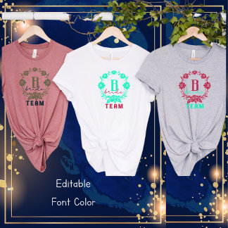 花嫁チーム – フラワーフォント-ブライダルシャワー-バチェロレッテ Tシャツ