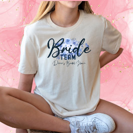 花嫁チーム – 素朴ほこりっぽいブルーバラウォーターカラー – ボホ Tシャツ