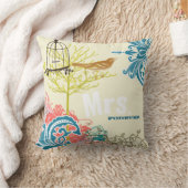 花嫁ティール（緑がかった色）ダマスクラブバードバードケージ クッション (ブランケット)