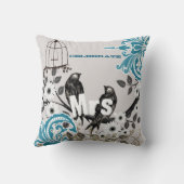 花嫁ティール(緑がかった色)ダマスクラブバードバードケージ クッション (裏面)