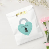 花嫁ティール(緑がかった色)ブルーお祝いシャワーパーティー フェイバーバッグ (封をした状態)