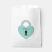 花嫁ティール(緑がかった色)ブルーお祝いシャワーパーティー フェイバーバッグ (正面)