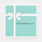 花嫁ティール（緑がかった色）ブルーシャワーティパーソナライズされたアラパーティー スタンダードランチョンナプキン (正面)