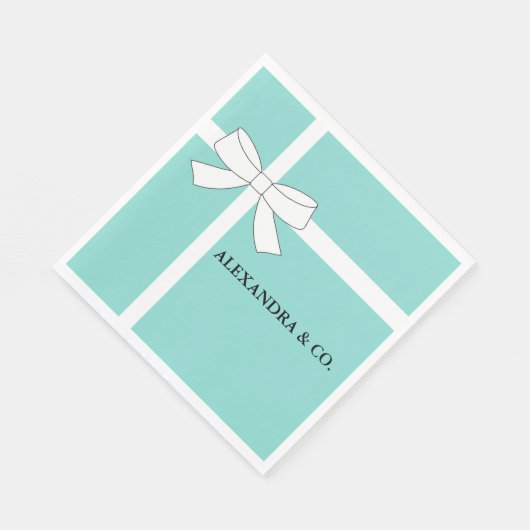花嫁ティール（緑がかった色）ブルーシャワーティパーソナライズされたアラパーティー スタンダードランチョンナプキン (角)
