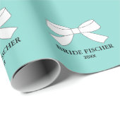 花嫁ティール(緑がかった色)ブルーティアラシャワーパーソナライズされたパーティー ラッピングペーパー (ロールコーナー)