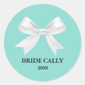 花嫁ティール（緑がかった色）ブルーティアラパーティークラシックラウンドステッカー ラウンドシール (正面)