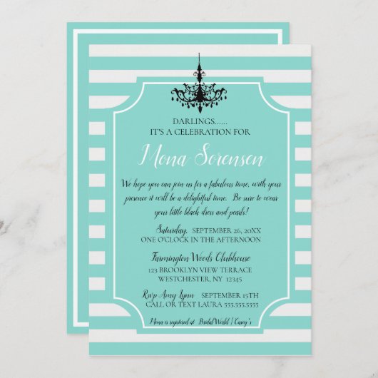 花嫁ティール（緑がかった色）ブルーティーブライダルブランチシャワーパーティー (正面/裏面)