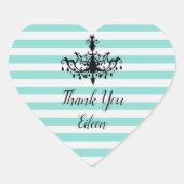 花嫁ティール（緑がかった色）ブルーティーブライダルブランチシャワーパーティー ハートシール (正面)