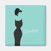 花嫁ティール(緑がかった色)ブルーリトルブラックドレスシャワーパーティー マグネット (正面)