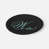 花嫁ティール(緑がかった色)ブルー結婚ズWe DOリハーサルパーティー ペーパープレート (アングル)