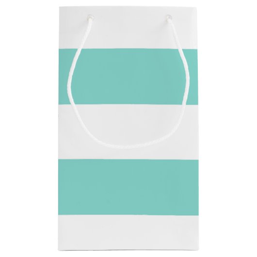 花嫁ティール(緑がかった色)青と白のシャワーパーティー スモールペーパーバッグ (裏面)