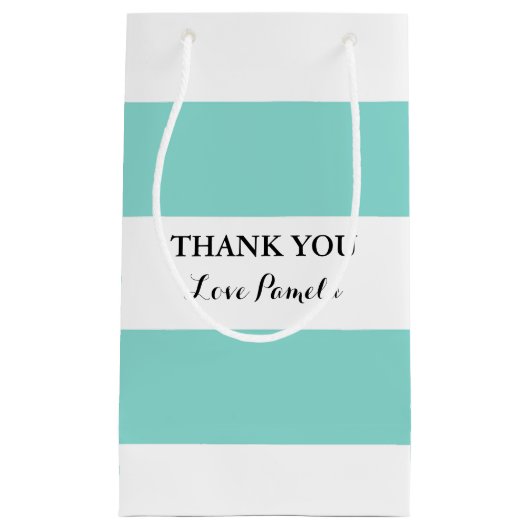 花嫁ティール（緑がかった色）青と白のシャワーパーティー スモールペーパーバッグ (正面)