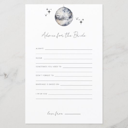 花嫁ディスコボールブライダルシャワーゲーム用アドバイス (正面)