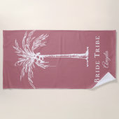 花嫁トライズダスティバラホワイトパームツリーカスタム ビーチタオル (正面)