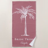 花嫁トライズダスティバラホワイトパームツリーカスタム ビーチタオル (正面)