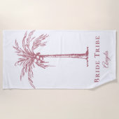 花嫁トライトロピカルバラ金ゴールドパームツリーカスタム ビーチタオル (正面)