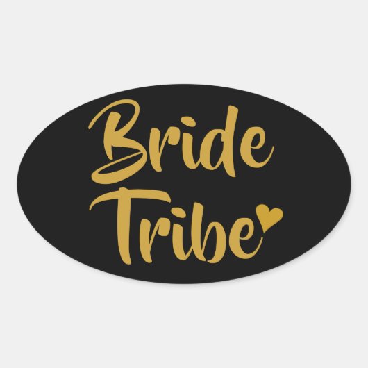 花嫁トライブ金ゴールドハート 楕円形シール (正面)