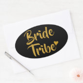 花嫁トライブ金ゴールドハート 楕円形シール (封筒)