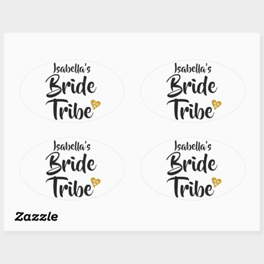 花嫁トライブ金ゴールド日付ハート 楕円形シール (シート)