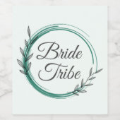 花嫁トライムエメラルドグリーンボタニカルリース ワインラベル (シングルラベル)