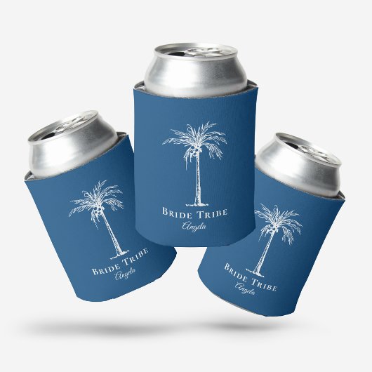 花嫁トライムブルーホワイトパームツリーカスタム 缶クーラー