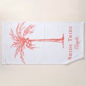 花嫁トリーコーラルトロピカルパームツリーカスタム ビーチタオル (正面)