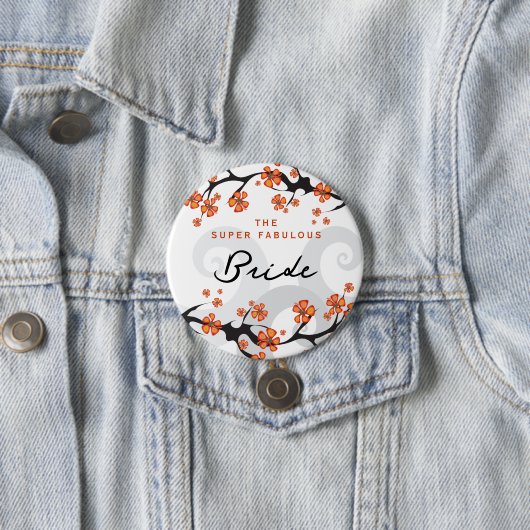 花嫁トロピカルフラワースワールシック結婚の名前タグ 缶バッジ (インサイチュ)