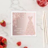 花嫁ドレスブライダルシャワーバラ金ゴールドグリッタードリップ スタンダードカクテルナプキン (インサイチュ)