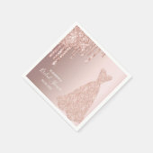 花嫁ドレスブライダルシャワーバラ金ゴールドグリッタードリップ スタンダードカクテルナプキン (角)