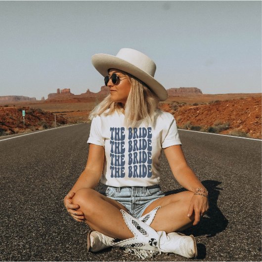 花嫁ネイビーブルーカスタマイズマッチングブライダルパーティ Tシャツ