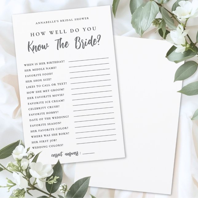 花嫁バチェラーシャワーゲーム 知ってるつもり? (How Well Do You Know The Bride Bridal Shower Game)