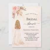 花嫁バラ金ゴールドパンパスグラスブライダルシャワー 招待状 (正面)