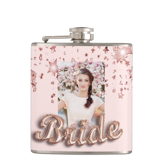 花嫁バラ金ゴールド赤面スターフォトグラマラス フラスク (正面)