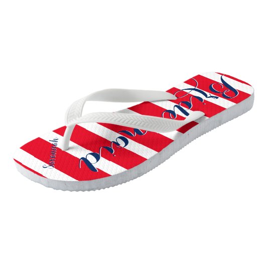 花嫁パーソナライズされたの赤白青 ビーチサンダル (アングル)