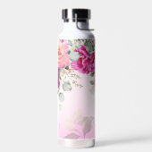 花嫁パーソナライズされたはマゼンタの牡丹 ウォーターボトル (左面)