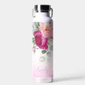 花嫁パーソナライズされたはマゼンタの牡丹 ウォーターボトル (正面)