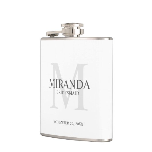 花嫁パーソナライズされたメイドのモノグラムと名前 フラスク (左)