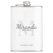 花嫁パーソナライズされたメイドのモノグラムと名前 フラスク (正面)