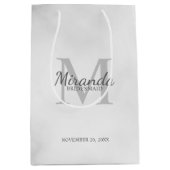 花嫁パーソナライズされたメイドのモノグラムと名前 ミディアムペーパーバッグ (正面)