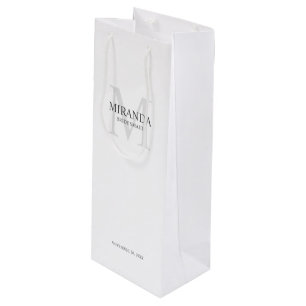 花嫁パーソナライズされたメイドのモノグラムと名前 ワインギフトバッグ