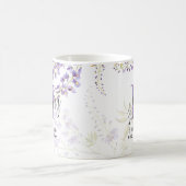 花嫁パーソナライズされたメイド紫ウィステリアモノグラム コーヒーマグカップ (中央)