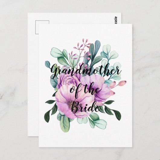 花嫁パーソナライズされた予算のおばあちゃん ポストカード (正面/裏面)