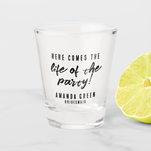 花嫁パーソナライズされた付きおもしろいバチェロレッテ ショットグラス (正面)
