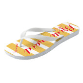 花嫁パーソナライズされた付きピンクがかった赤みがかった黄色 ビーチサンダル (アングル)